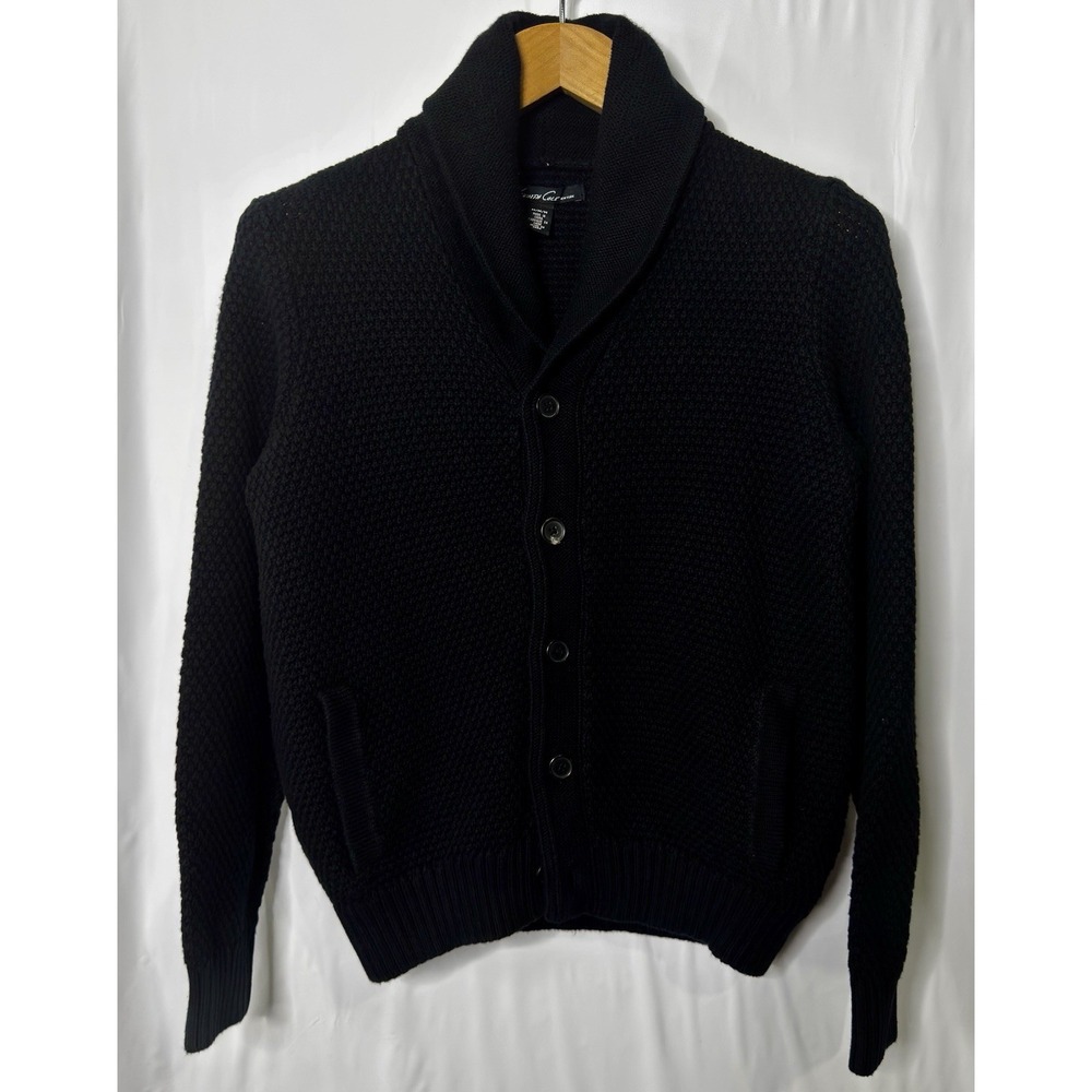 Size Small - Kenneth Cole Cable Knit Shawl Collar Sweater Black
